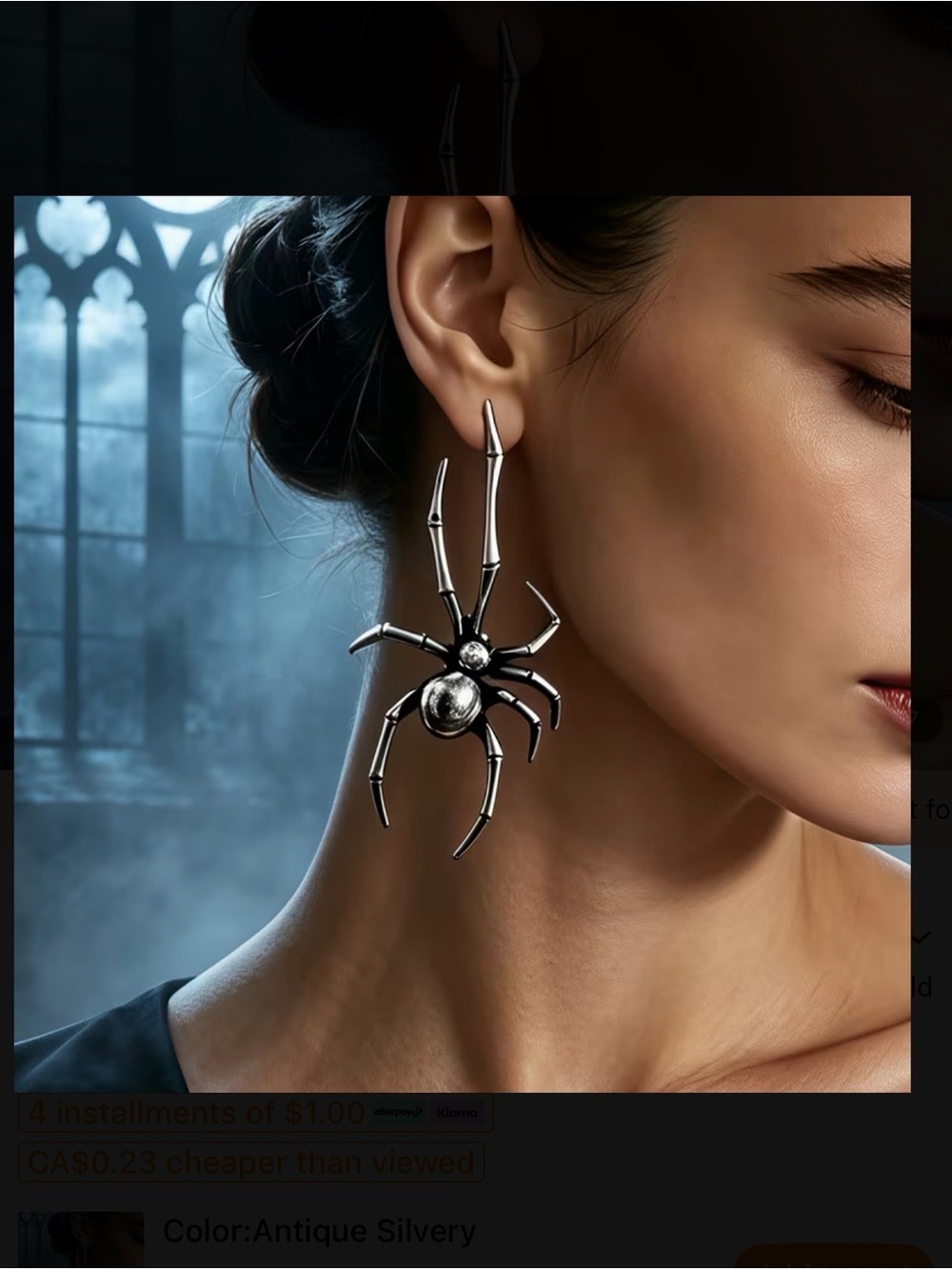 ⭐️ Silvery Spider Drop Earrings for Women